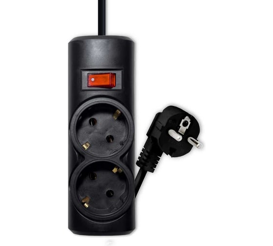 Сетевой фильтр PROGIX 2 розетки, 7 метров, чёрный, 3х0.75 PG238 1