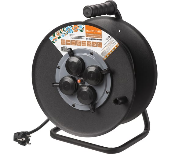 Удлинитель силовой TDM ELECTRIC УХз16-004 (метал. катушка, А3, 4 места IP44/20 м КГ 4000 Вт) Народный SQ1307-0190 1