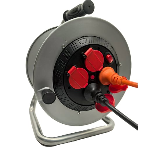 Удлинитель сетевой на металлической катушке EDENBERG 25 м, с крышкой розетки, с выключателем BX-756 1