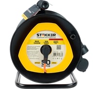 Удлинитель на пластиковой катушке STEKKER STD02-11-50, 50м, 1 гнездо, с заземлением 3х1, оранжевый, 39636