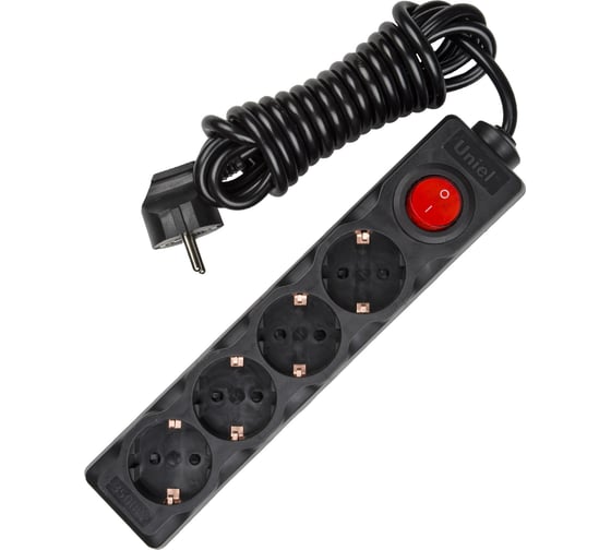 Бытовой удлинитель Uniel BLACK S-GCD4-3B UL-00003610