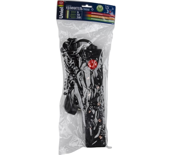 Бытовой удлинитель Uniel BLACK S-GCD4-3B UL-00003610