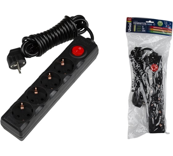 Бытовой удлинитель Uniel BLACK S-GCD4-3B UL-00003610