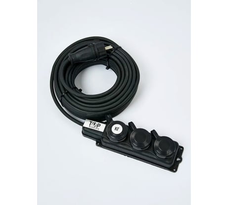 Удлинитель силовой ТОРЭЛЕКТРО (ГОСТ) КГ 6500 Вт, на колодке 3 гнезда, 30м, IP44, с заземлением 618