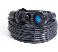 Удлинитель шнур энаргит 220 Вольт BLACK, КГтп-ХЛ 3х2,5 10 метров, 1 розетка 16А IEC60309, вилка 16А IEC60309, IP 67 КГ325-10-116П-16П-67-блэк