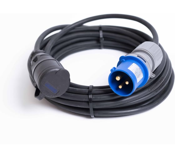 Удлинитель бытовой-промышленный шнур Энаргит 220 Вольт, КГтп-ХЛ 3х2,5 (50 метров, 1 розетка 16А CEE7/4 «Schuko», вилка 16А IEC60309, IP 44) КГ325-50-116Б-16П-44 1
