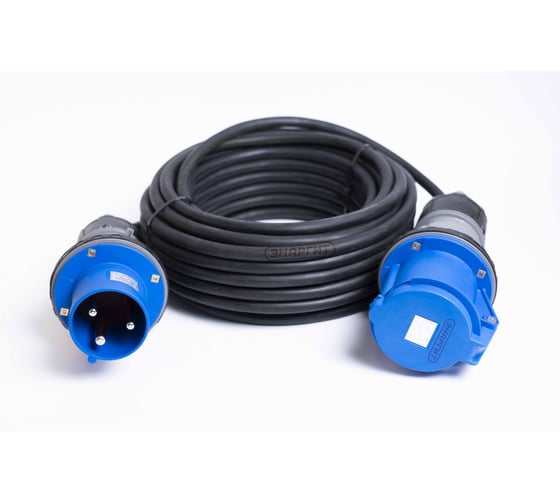 Удлинитель промышленный шнур Энаргит 220 Вольт, КГтп-ХЛ 3х6 (30 метров, 1 розетка 63А IEC60309, вилка 63А IEC60309, IP 44) КГ360-30-163П-63П-44 1
