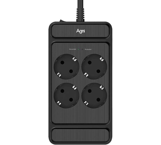 Сетевой фильтр AGNI плоский, 4 розетки, 3 метра TP-FS4E-3m-black 1