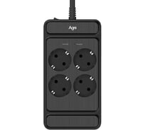 Сетевой фильтр AGNI плоский, 4 розетки, 5 метров, чёрный TP-FS4E-5m-black