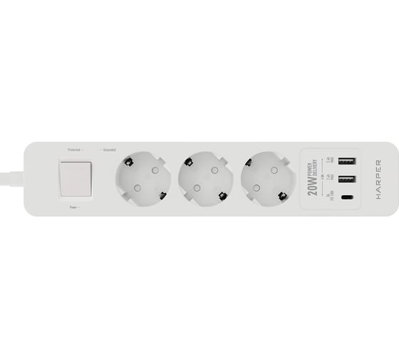 Удлинитель с USB зарядкой HARPER UCH-350 White PD3.0 H00002822