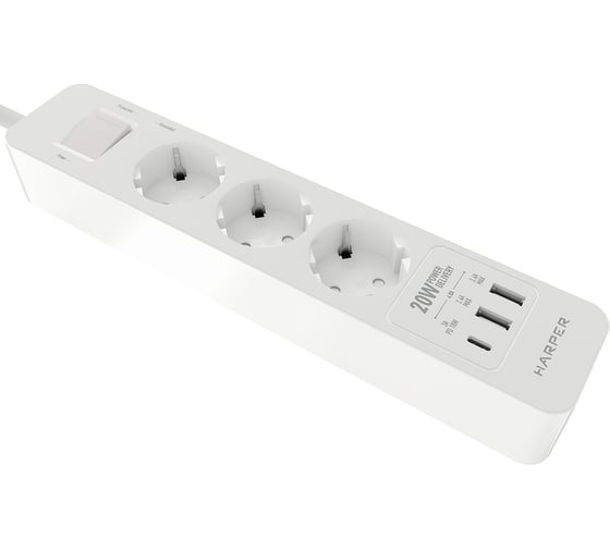 Удлинитель с USB зарядкой HARPER UCH-350 White PD3.0 H00002822