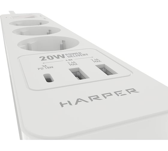 Удлинитель с USB зарядкой HARPER UCH-350 White PD3.0 H00002822