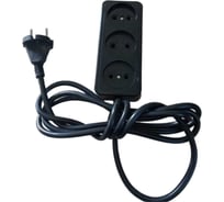 Удлинитель сетевой Ливны-Электро провод ПВС, 3 розетки, L 2 м, черный У 622