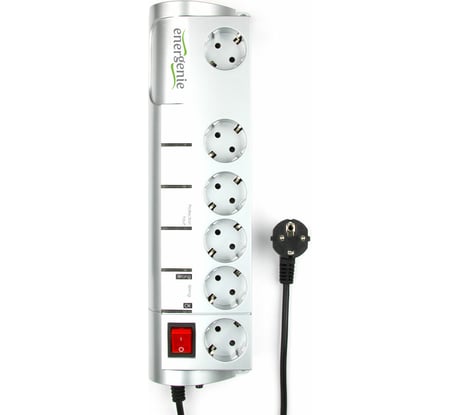 Сетевой фильтр Energenie SISN-SILVER-10 3м, 10А, серебристый