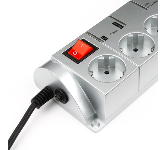 Сетевой фильтр Energenie SISN-SILVER-10 3м, 10А, серебристый
