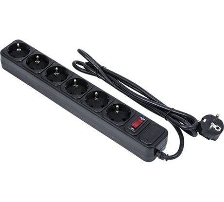 Сетевой фильтр ExeGate SP-6-1.5B 6 евро с заземлением, 1.5м, з/п, выключатель с подсветкой, черный 266864