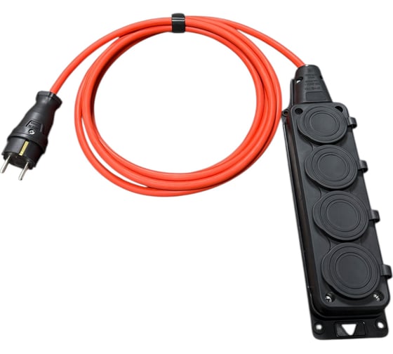 Удлинитель силовой iTOK оранжевый КГТТ 3х2,5 мм 4 розетки 30 метров IP54 цвет вилки и розетки черный тип SU серии iCONNECT COLOR с заземлением ГОСТ i-CONNECT-COLOR-SU-KG-325-4-54-30-BLACK-OR 1