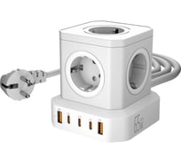 Сетевой фильтр AGNI 5 розеток, кабель 2м, GAN зарядка 65W, белый TP-VE5U5E-C-2m-white