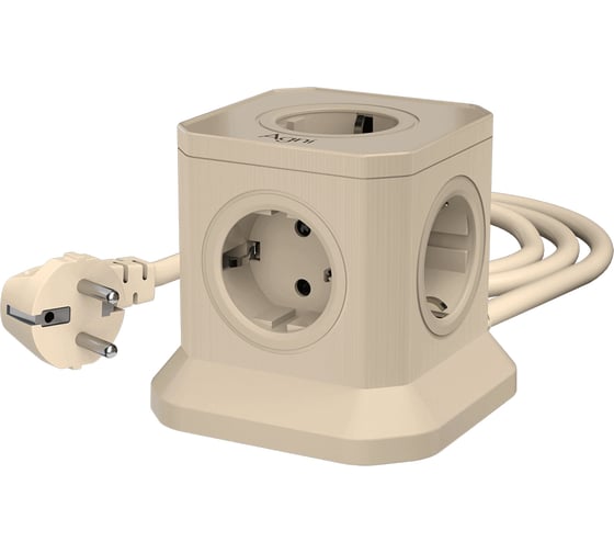 Сетевой фильтр AGNI башня, 5 розеток, 5 метров, слоновая кость TP-VE4U5E-5m-ivory 1