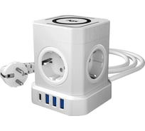 Сетевой фильтр AGNI башня, 5 розеток, 3 метра, 3 USB + 1 Type-C 20 Вт, белый TP-VE4U5E-C-W-3m-white