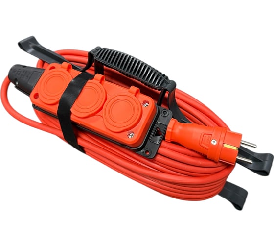 Удлинитель силовой iTOK оранжевый КГТТ 3х2,5 мм, 3 розетки, 10 метров, IP54, на рамке, цвет вилки и розетки оранжевый, тип SUR серии iCONNECT COLOR, с заземлением ГОСТ i-CONNECT-COLOR-SUR-KG-325-3-54-10-ORANGE-OR 1