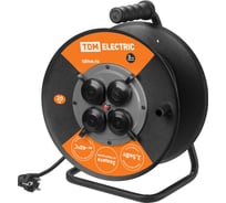 Удлинитель на катушке силовой TDM ELECTRIC 4 розетки А3 УКз16-004 IP44 КГ 3х1,5, 20 метров SQ1301-0190