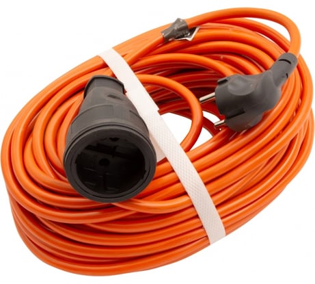 Силовой усиленный удлинитель-шнур Сибртех без заземления, ПВС, 20м, 3500 Вт 16А, 1 розетка, тип УХ16 95832