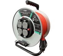 Удлинитель силовой iTOK оранжевый КГТТ 3х2,5 мм 4 розетки 30 метров IP44 на катушке с заземлением и термозащитой тип SUK серии iCONNECT PRO ГОСТ i-CONNECT-PRO-SUK-M-T-KG-325-4-44-30-OR