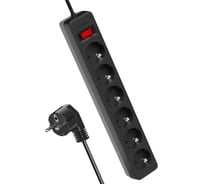 Сетевой фильтр КОСМОС 1,8м 6 гнезд, пвс 3x1мм2, черный FKsm1.8m-6g(B)16A