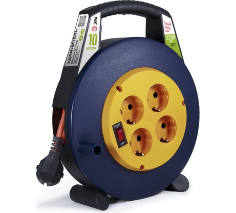 Силовой удлинитель ЭРА BPx-4e-3x1-10m в закрытом корпусе, с заземлением 4 розетки 10м ПВС, Б0052927