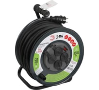 Силовой удлинитель ЭРА RMx-4es-3x2.5-50m-IP44 на металлической катушке с заземлением 4 розетки, Б0052919