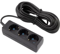 Удлинитель Engy Гранд 10 метров, 3 розетки, с заземлением, черный 186737