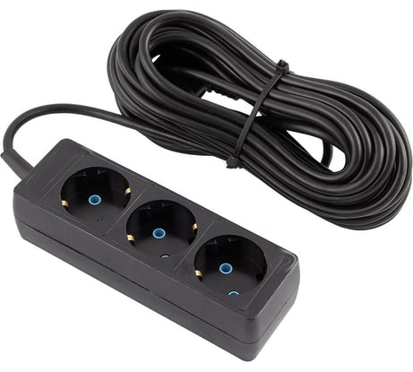 Удлинитель Engy Гранд 10 метров, 3 розетки, с заземлением, черный 186737