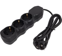 Удлинитель Engy Гранд 1,7 метра, 3 розетки с заземлением, черный 186736