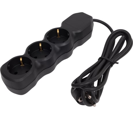 Удлинитель Engy Гранд 1,7 метра, 3 розетки с заземлением, черный 186736