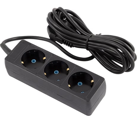 Удлинитель Engy Гранд 3 метра, 3 розетки, с заземлением, черный 186738