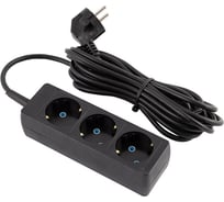 Удлинитель Engy Гранд 5 метров, 3 розетки, с заземлением черный 186739