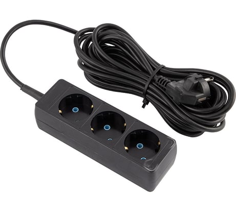 Удлинитель Engy Гранд 7 метров, 3 розетки, с заземлением черный 186740