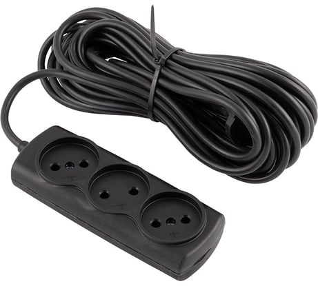 Удлинитель Engy Премиум 10 метров, 3 розетки, черный 186742