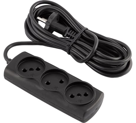 Удлинитель Engy Премиум 5 метров, 3 розетки, черный 186744