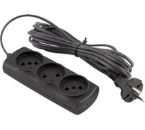 Удлинитель Engy Эконом 5 метров, 3 розетки, черный 186748