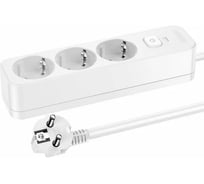 Сетевой удлинитель Perfeo REAL STRIP 5,0м, 3 розетки, 16А, 3500 Вт, белый. 30025599