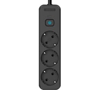 Сетевой удлинитель Perfeo REAL STRIP 5,0м, 3 розетки, 16А, 3500 Вт, черный. 30025600