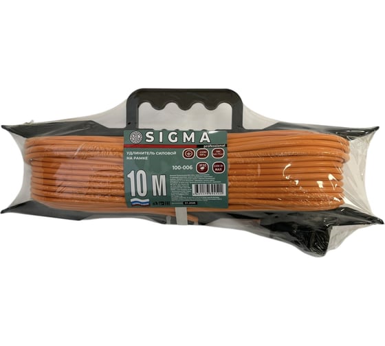Удлинитель на каркасе Sigma с заземлением (ПВС 3х0,75) 230 В / 10 А / 2200 Вт 10 метров 100006 1