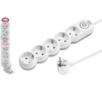 Удлинитель LEIDEN ELECTRIC 1,5 м 5 розеток 2,2 кВт с заземлением и выключателем 805048 ЦЗ-1187628888