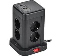 Удлинитель IEK DOMINIC У08K 1.5м, 3х1мм2, USB A+C, 20Вт, черный DN-YP30-16-08-01-ZKU-K02