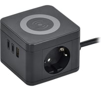 Удлинитель IEK DOMINIC Qi10Вт У02К 1.3м, 3х1мм2, USB A+C, черный DN-YP31-16-02-01-ZKU-K02