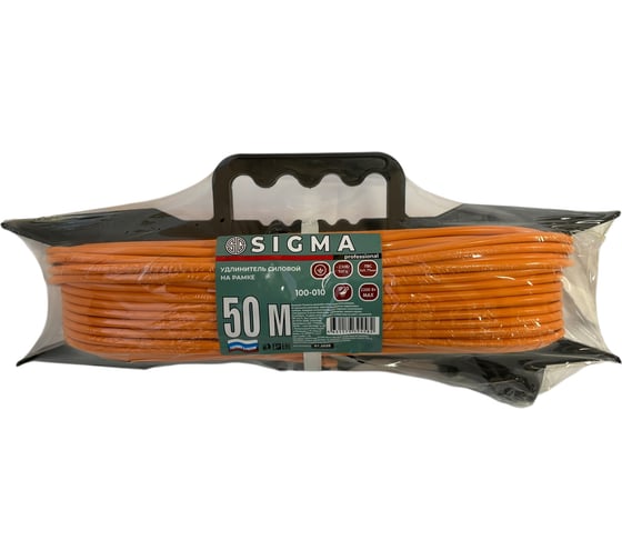 Удлинитель на каркасе Sigma с заземлением (ПВС 3х0,75) 230 В / 10 А / 2200 Вт 50 метров 100010 1