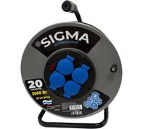 Удлинитель на металлической катушке Sigma IP44 c заземлением (КГтп 3*1,5) 230 В /16А /3500 Вт 20 метров 100062