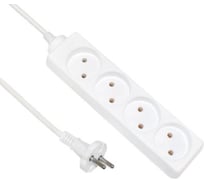 Удлинитель ЕТР 4 гнезда 2м, 10А/2,5кW без з/к, ПВС 2х0,75 POWERMAN 77019